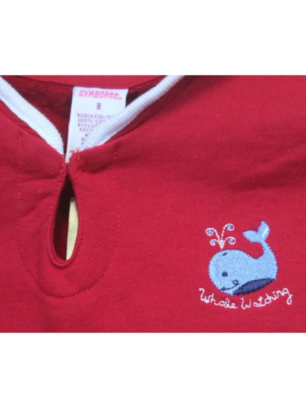 2003 Gymboree Whale Watching Red Long Shirt Sailor Collar sz 8 NOS Embroidered